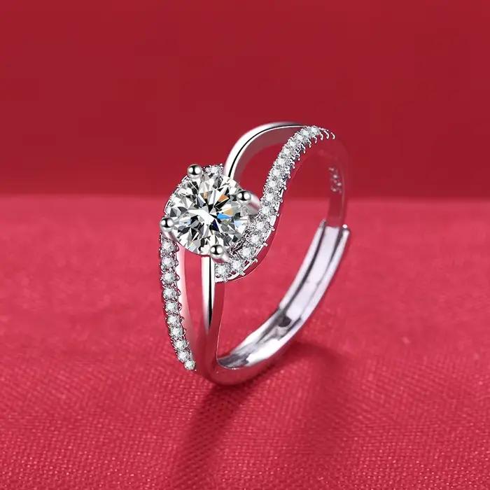 Bague en argent sterling 925 en forme de cœur pour femme, luxueuse, brillante, magnifique, tendance, pour mariage, fête, bijoux en zircon pour femme, vente en gros