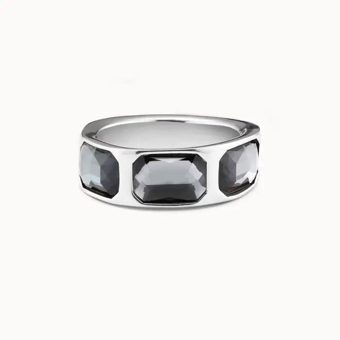 Bague incrustée de pierres précieuses de luxe élégantes, avec coupe géométrique de style rétro, bijo