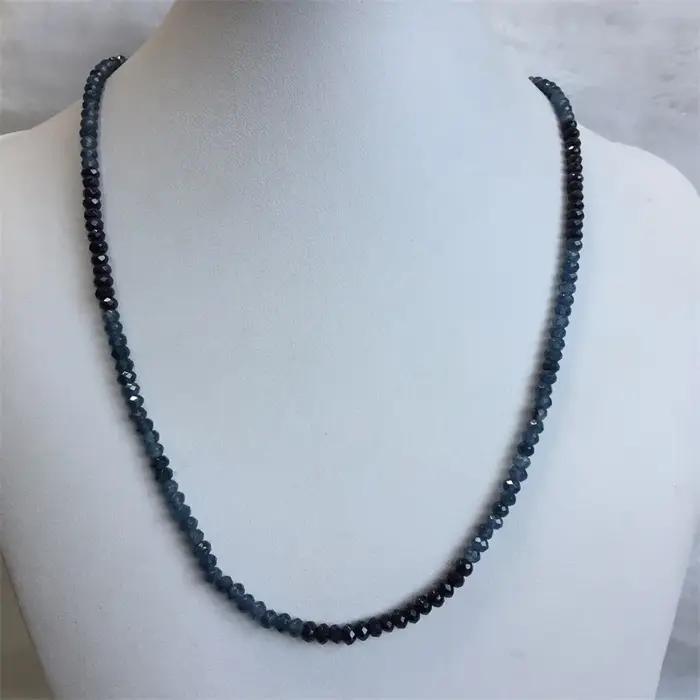 Collier émeraude verte Double couleur pour femmes, chaîne en saphir naturel à facettes, perle de pie