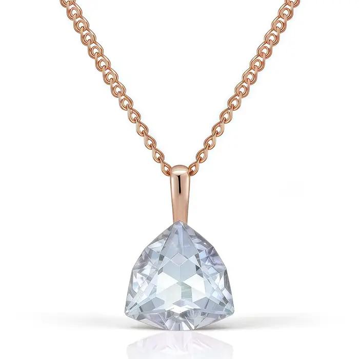 Wbmqda Shiy – pendentif et collier en pierre blanche pour femmes, couleur or Rose 585, grand Zircon