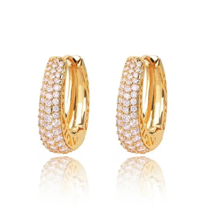 Huitan – boucles d'oreilles créoles creuses couleur or pour femmes