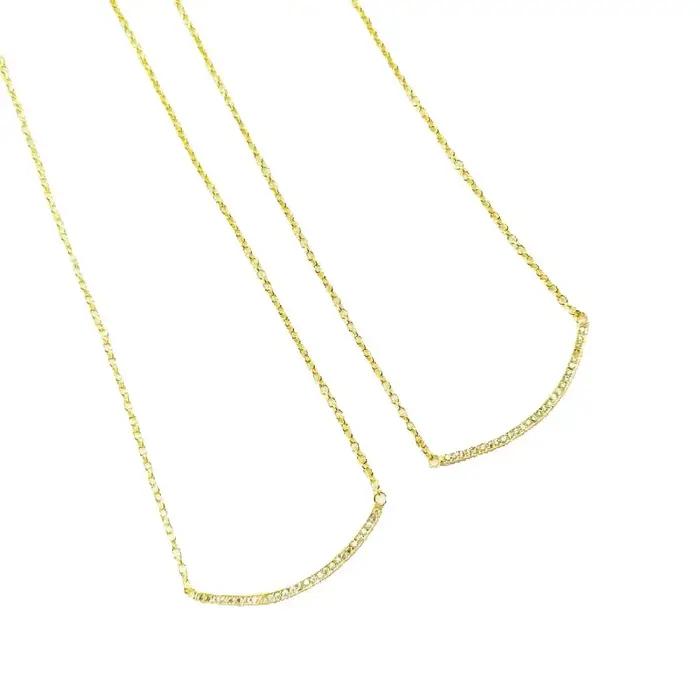 Collier Arc de Sourire Entièrement Sertie de Diamants, Chaîne Classique pour Clavicule, Design Fin e