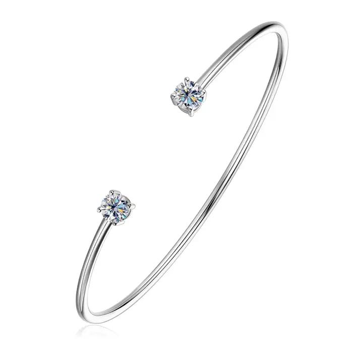 Bracelet manchette en diamant Moissanite pour femme