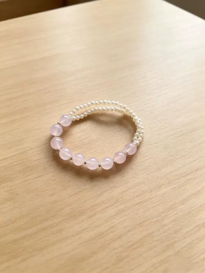 Bracelet en perles de quartz rose naturel pour femmes