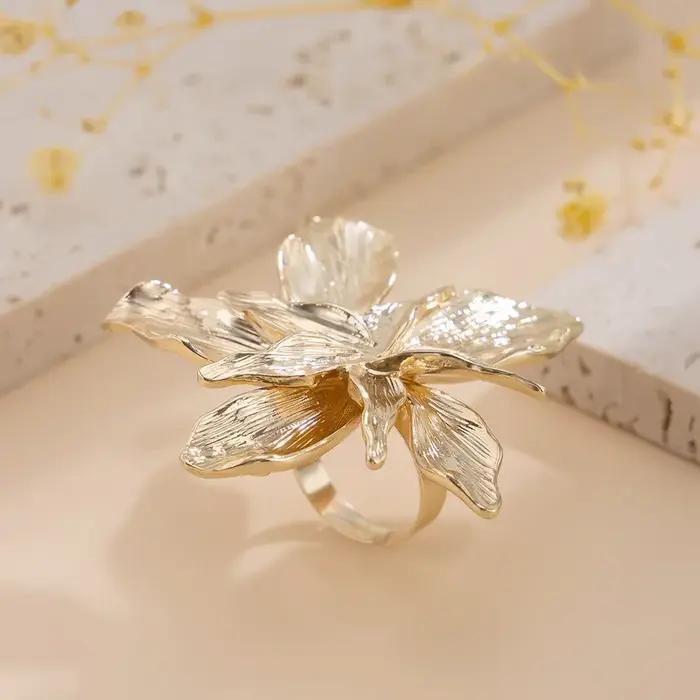 Bague Vintage à Grande Fleur Femme Design Irregular Punk Bijou Fête Cadeau Remise Diplômes Occasions Spéciales