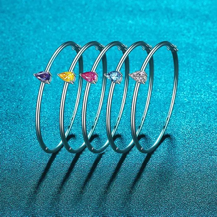 Bracelet en argent sterling 925 serti de moissanite poire élégant pour femmes occasions spéciales anniversaire cadeau de mariage engagement