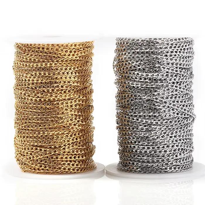Chaîne de collier en acier inoxydable doré de 3mm
