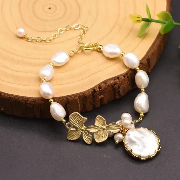 GLSEEVO naturel eau douce blanc perle de tahiti fleur bracelets pour femme fille Bracelet de luxe bijoux fins anniversaire GB0184