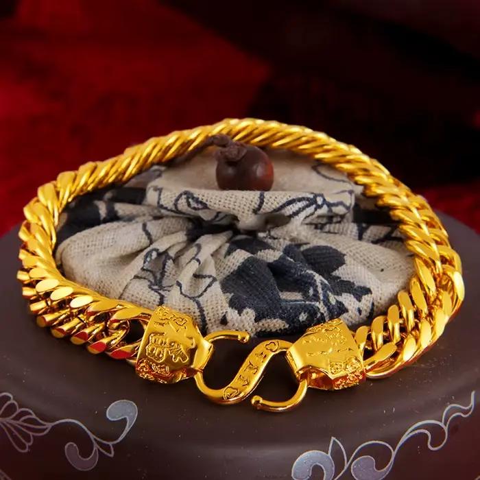 Bracelet en or plaqué or 24K pour femmes et hommes, chaîne en os de serpent en forme de O, bijoux cadeau d'anniversaire de mariage