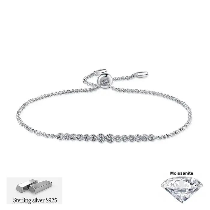 Bracelets en argent sterling S925 incrustés de moissanite VVS1, sertis de diamants ronds de 0,24 car