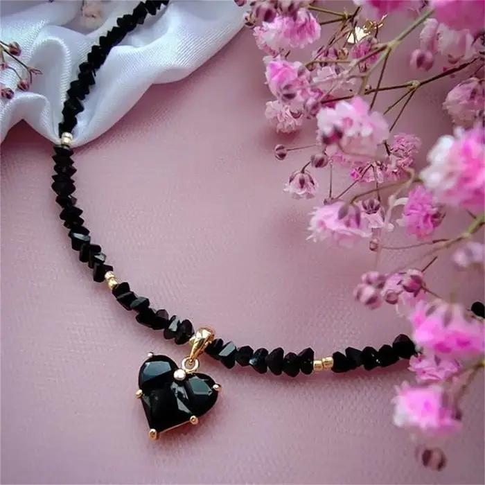 Collier avec pendentif en forme de cœur en Zircon pour femmes
