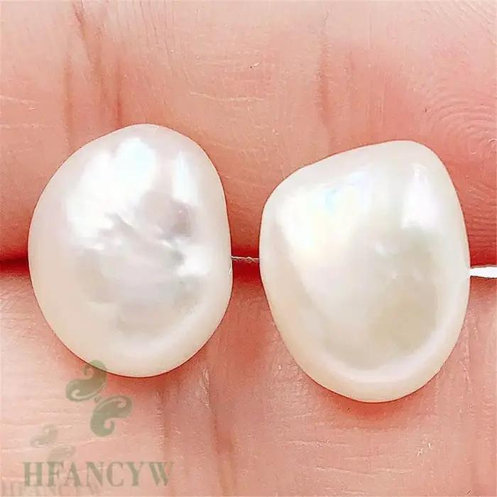 Boucles d'Oreilles en Perles Baroques Blanches de 11 à 12mm