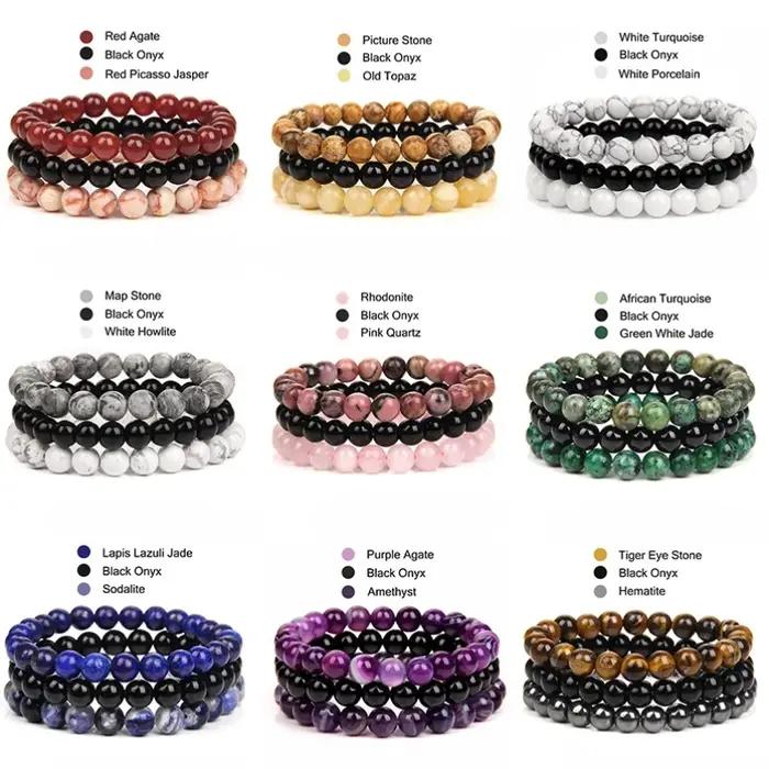 Kirykle – ensemble de bracelets en pierre naturelle pour hommes