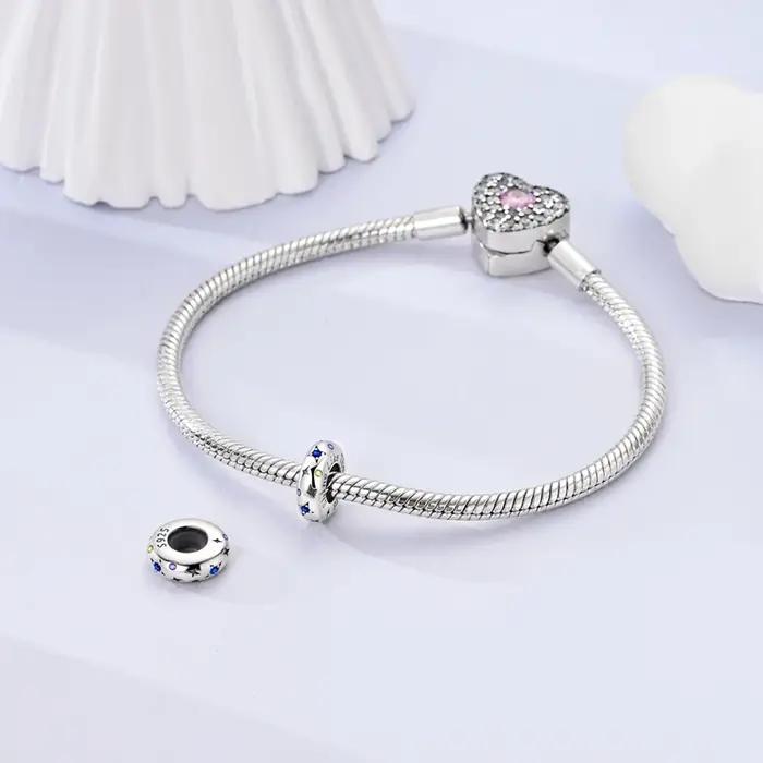 925 argent Sterling petit Van Gogh ciel étoilé breloques perle CZ Zircon brillant