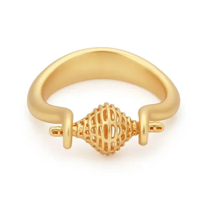 Bague gourde rétro en maille creuse plaquée or 18 carats pour femmes, design audacieux et élégant, idéal pour les occasions spéciales et le quotidien