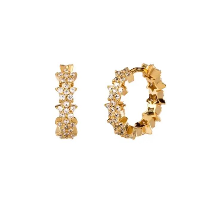 ROXI cinq étoiles luxe rangée zircon boucles d'oreilles pour femmes 925 en argent Sterling boucle d'oreille brillant