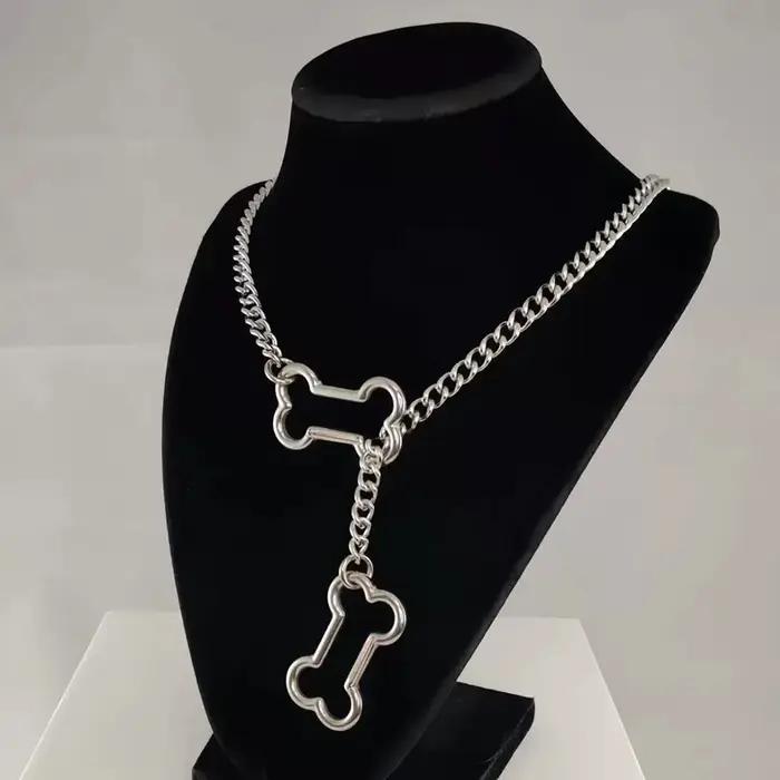 Punk breloques chaîne os pendentif collier pour femmes mode coréenne Goth géométrique