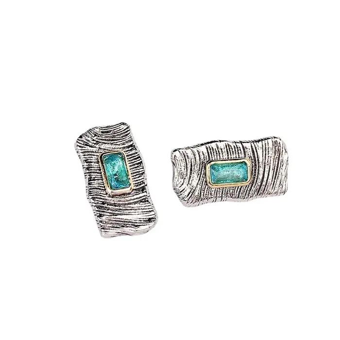 Boucles d'Oreilles Rétro en Argent Naturel pour Femme
