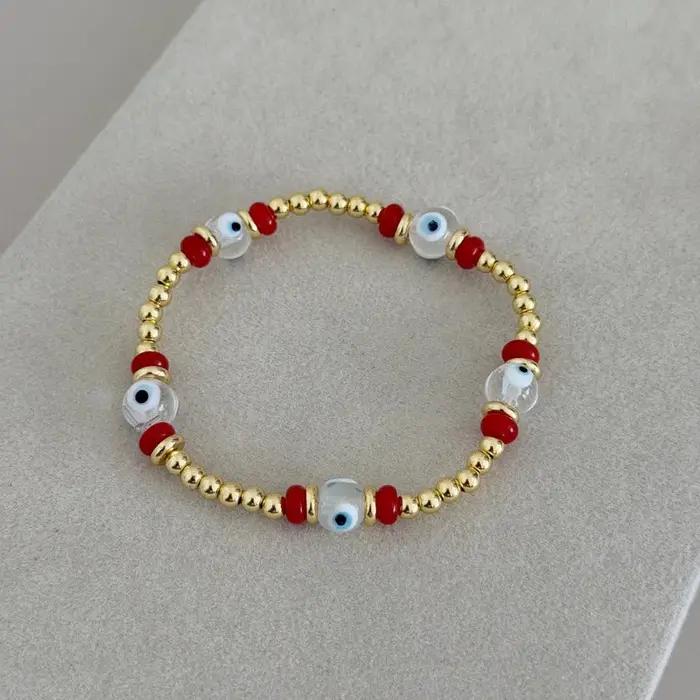 Bracelet Perlé Anti-Maléfice KKBEAD Plaqué Or 18K