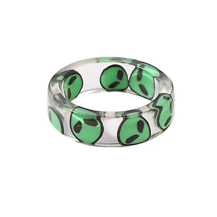 Bagues en résine vert Alien ET pour femmes, bijoux Y2K, Punk, mode Goth, Style Egirl, cadeaux pour a