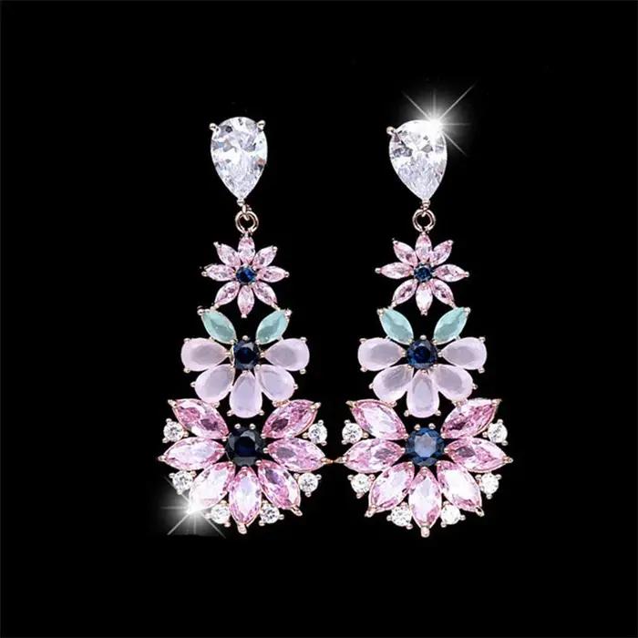 Boucles d'oreilles pendantes en cristal bohème pour femmes