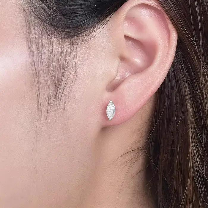 Boucles d'oreilles pendantes en moissanite coupe marquise pour femme