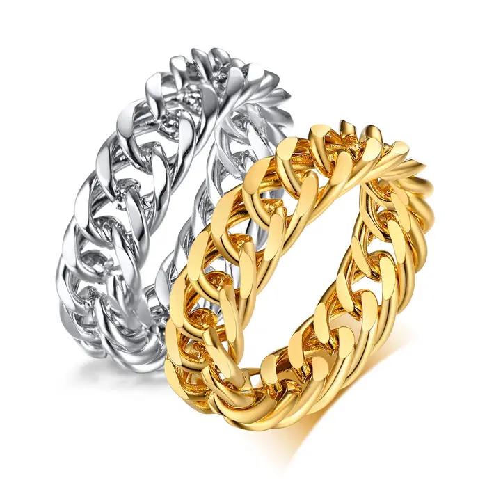 LINK Ring hommes, bague chaîne Miami en acier inoxydable