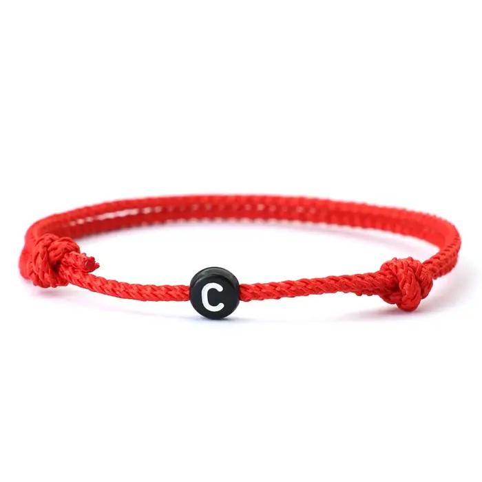Nouveau 26 lettres premier nom Bracelet unisexe à la main coulissant réglable chanceux rouge chaîne Braslet Couple cadeaux amitié bijoux