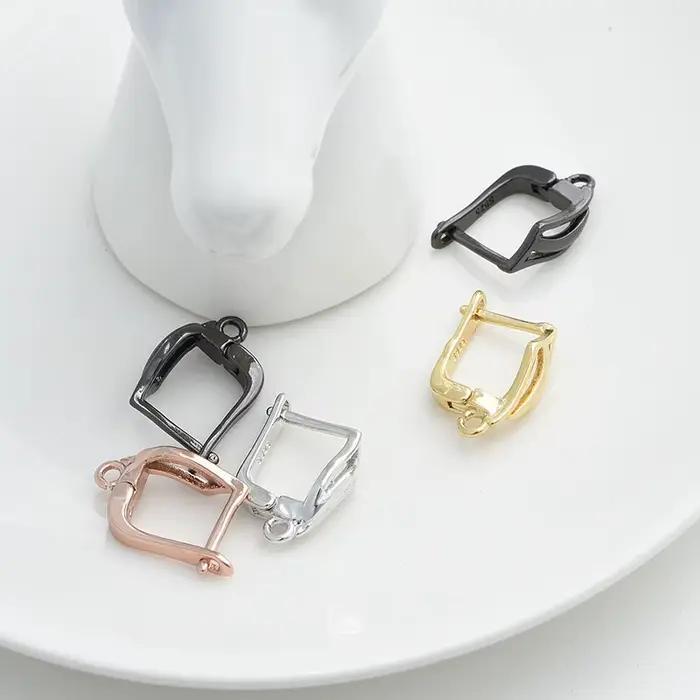 Nouvelle boucle d'oreille pour fabrication de bijoux, accessoire de bricolage, cerceau or argent noir, fournitures faites à la main à la mode