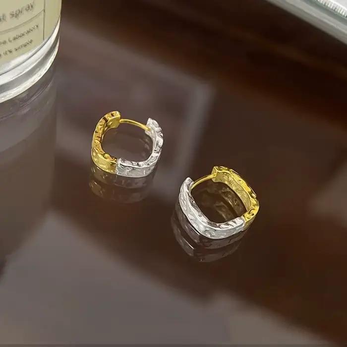 Boucle d'oreille carrée bohème minimaliste en argent Sterling 925 véritable pour femmes, cerceau, ac