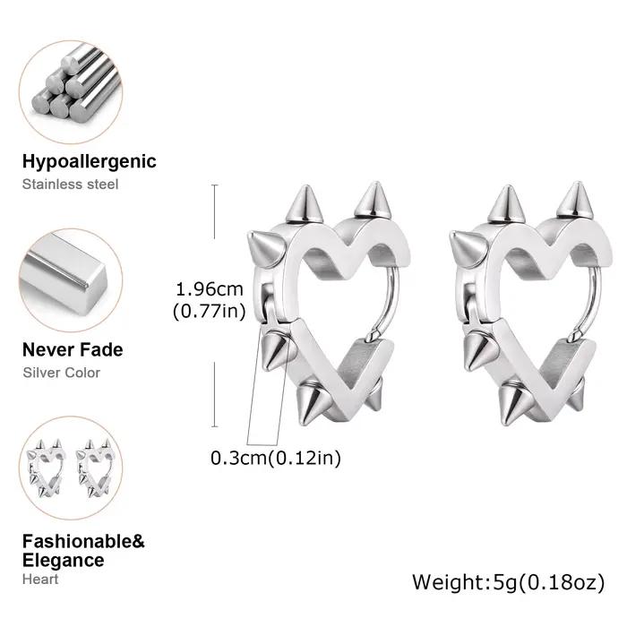 Boucles d'oreilles gothiques créatives Punk en forme de cœur