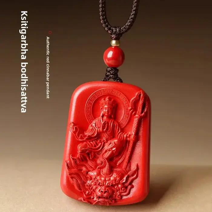 Pendentif cinabre Ksitigarbha Bodhisattva