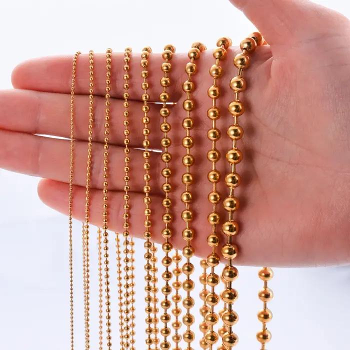 Collier chaîne à billes en acier inoxydable plaqué or 18 carats