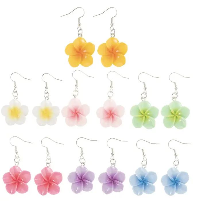 1/5 paires Kawaii frais résine oeuf fleurs boucles d'oreilles ensemble doux couleur mixte fleur pendentif à breloques bricolage fabrication de bijoux cadeaux