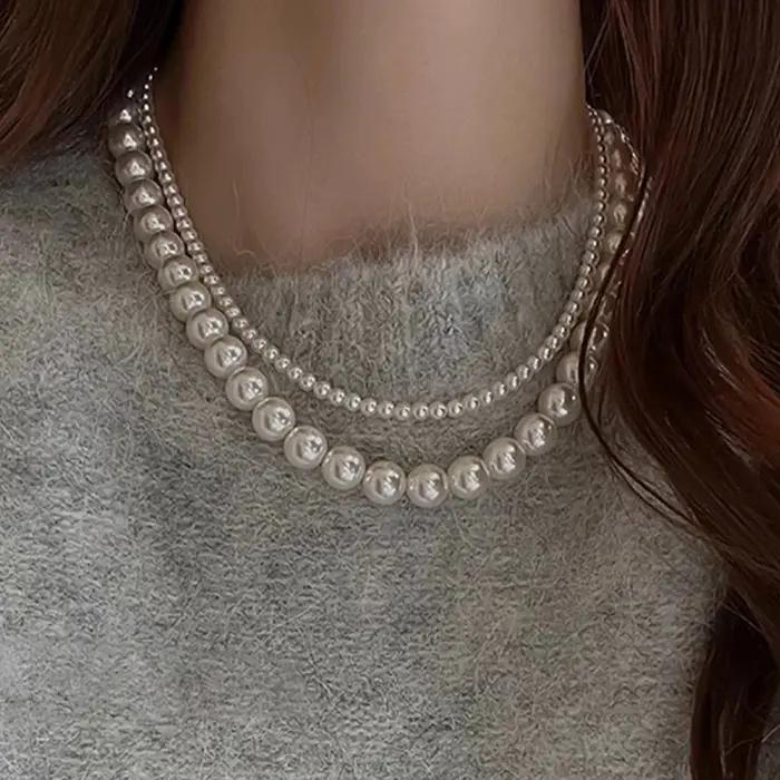 Collier de perles d'imitation pour femmes