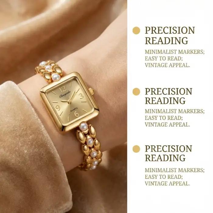 Montre de Luxe pour Femme, Montre-Bracelet Carrée à Quartz Tendance, Élégance Vintage, Montre-Bracelet pour Femme, Cadeau, Reloj de Mujer