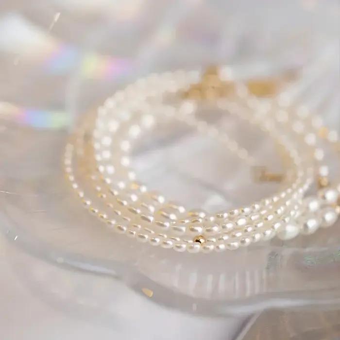 Bracelets Minar INS Fashion en perles de riz d'eau douce pour femmes