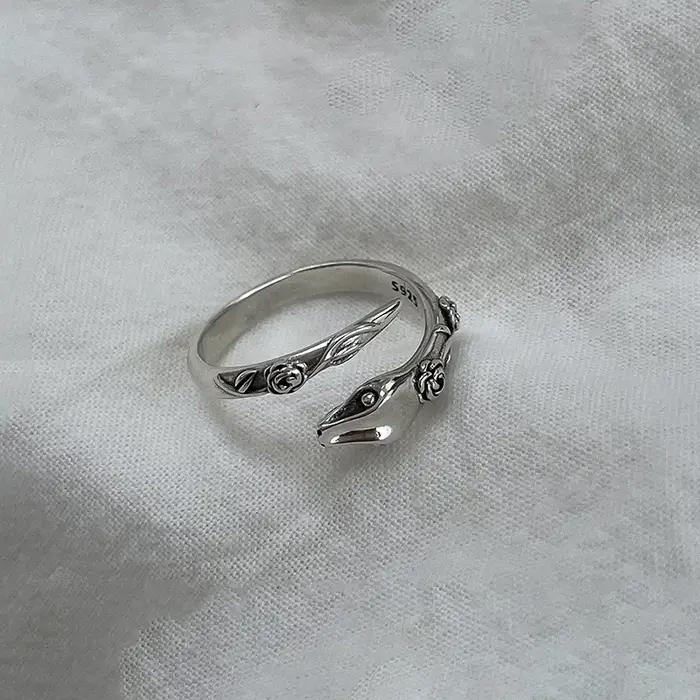 Buyee 925 bague serpent en argent Sterling doigt doux mignon Animal anneau ouvert pour femme mode co