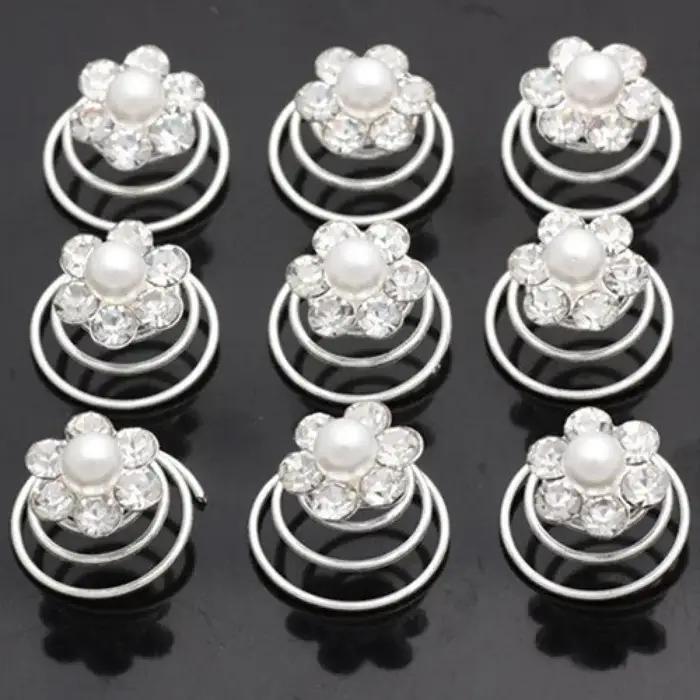Épingles à cheveux de mariée de mariage strass torsions bobine fleur tourbillon