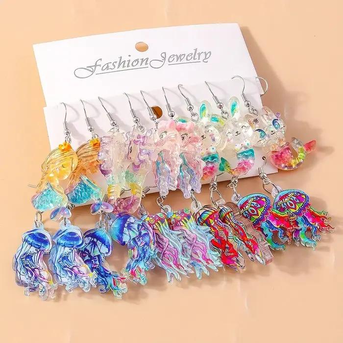 Boucles d'oreilles sirène colorées pour femmes