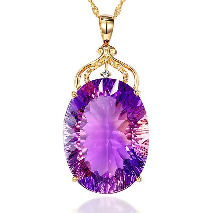 Pendentif en améthyste en forme de cœur plaqué or 18 carats