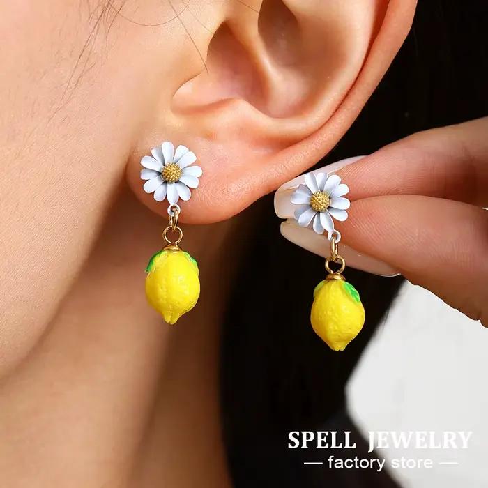 Pendentif citron boucles d'oreilles pendantes correspondant coquille perles collier Bracelet à la main perles colliers Bracelets boucle d'oreille pour les femmes