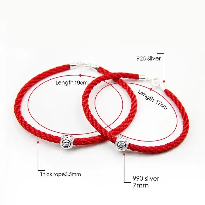 Bracelet en argent sterling 925 avec perles rouges classiques pour femmes occasions spéciales