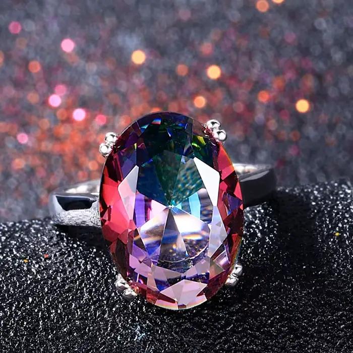 Bague ovale en argent améthyste naturelle pour femmes