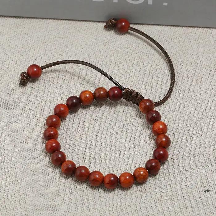 Bracelet en perles de bois naturel de 8 mm pour hommes et femmes