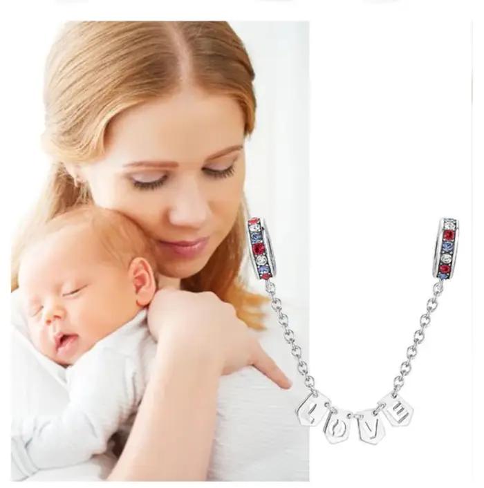 Bracelet en perles en argent S925 avec zirconium pour la Fête des Mères personnalisation mère bébé infirmière couturière occassionnels spéciaux