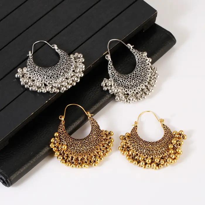Boho Gold Document Beads Tassel Boucles d'oreilles pour femmes