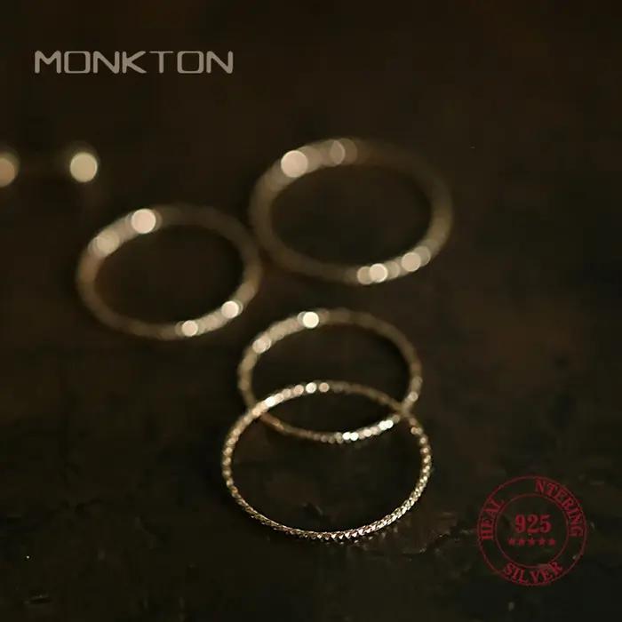 Monkton – bague fine minimaliste plaquée argent 925 et or 14 carats pour femmes
