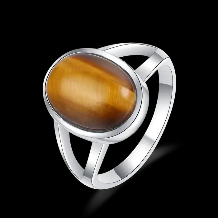 Bague en argent S925 œil de tigre naturel pour hommes et femmes, grande pierre, bijoux vintage, cade