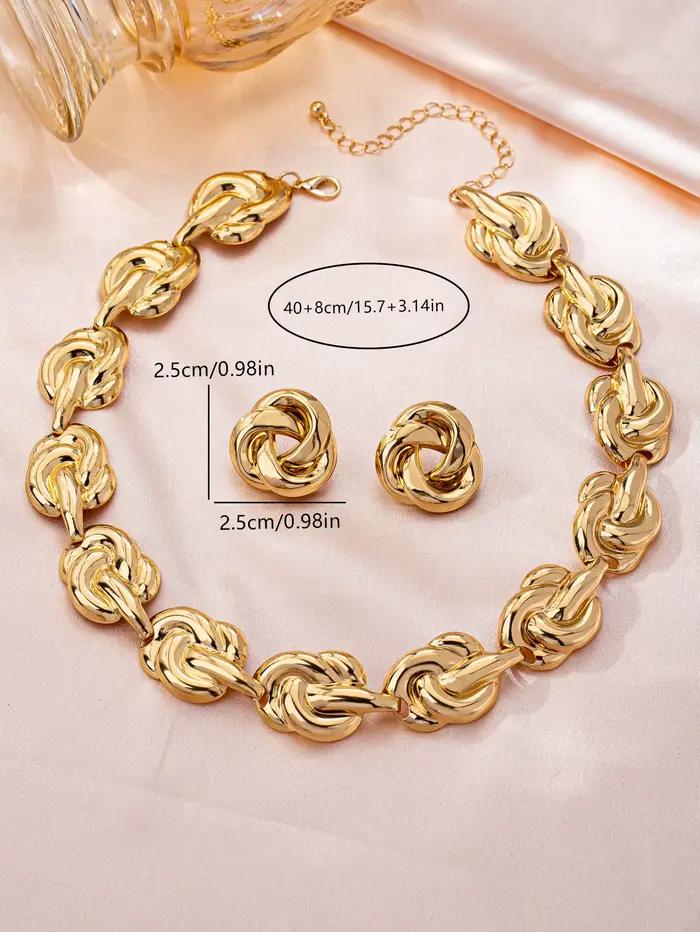 Ensemble de bijoux en métal plaqué or avec motifs géométriques pour femmes style punk occasions spéciales